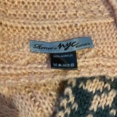 Renee's NYC Accessories Knit Eternity Scarf Snowflake Pattern Winter Weight Tan