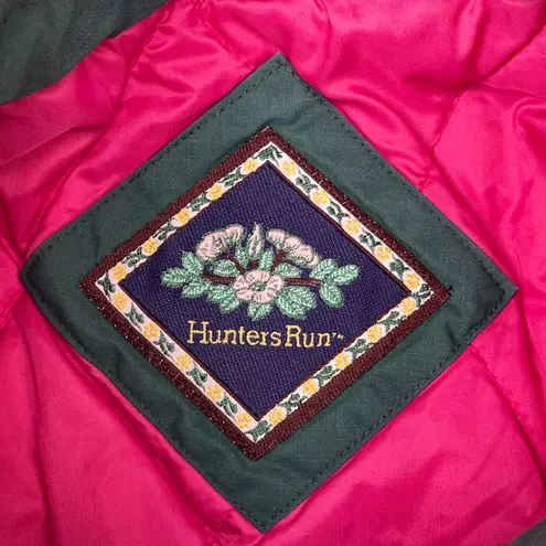 Hunters Run Vintage 90s Green Yellow Colorblock Puffer Nylon Bomber Jacket