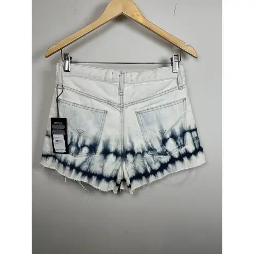 Hudson  High Rise Cut Off Lori SHORTS Size 26 Button Fly White Tie Dye Bleach NWT