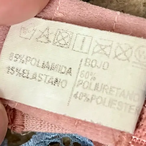 Doce Paixão Blue Lace Underwire Bra 36D Sheer Pink Trim Romantic Coquette Preppy Size undefined