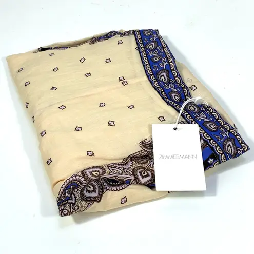 Zimmermann  Maxine Wide Leg Cropped Pants Ramie Purple Paisley 10 US 4 AU NWT