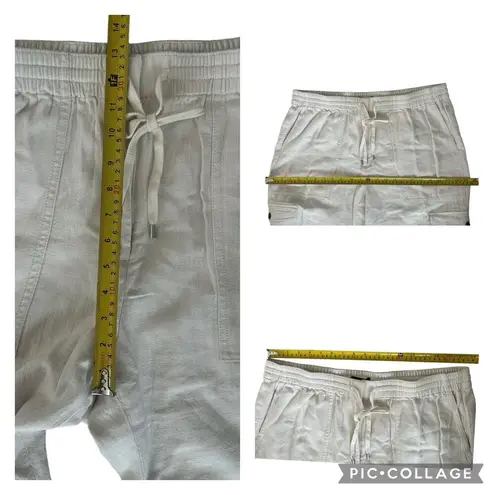 New J. Crew Linen Blend Cream Elastic Tie Waist Zip Ankle Jogger Plus Size 16