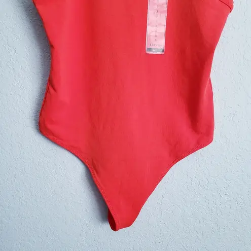 Nike  Red and White Tight Fit Thong Bodysuit