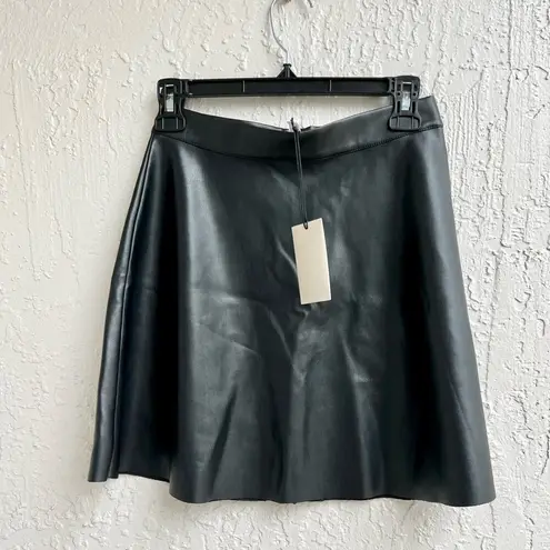 Elan vegan leather black A line mini skirt small new with tags