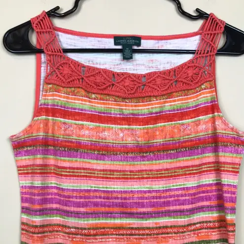 Lauren Ralph Lauren Jeans Co. Women’s Striped Crochet Square Neck Tank Blouse Red Size M