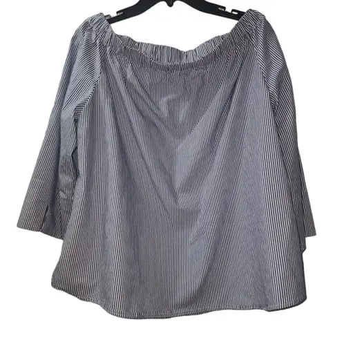 Valerie Stevens Striped Off Shoulder Blouse 3/4 Sleeve Top XL