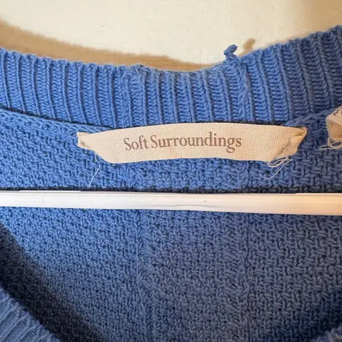 Soft Surroundings Soft Surroundings Blue Reversible Button-Back Cotton Sweater Size Medium