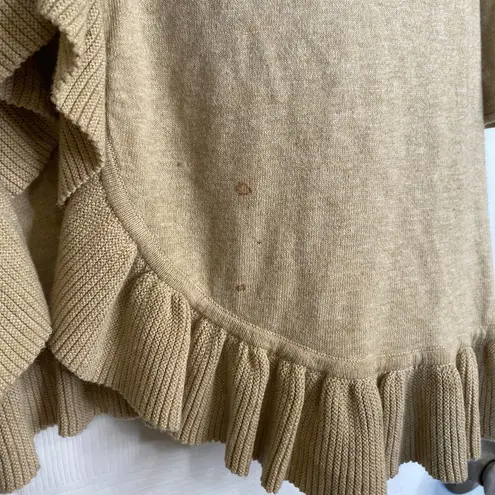 Magaschoni Cashmere Blend Ruffle Cardigan Tan Shabby Chic Size Small READ