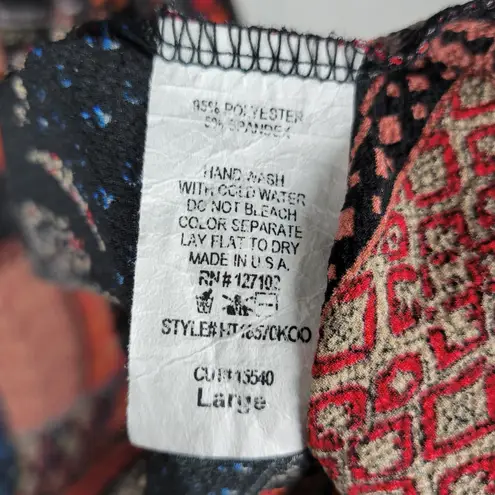 Pinkblush Womens Kimono Cover Up Size L Black Brown Bandana Paisley Print Open