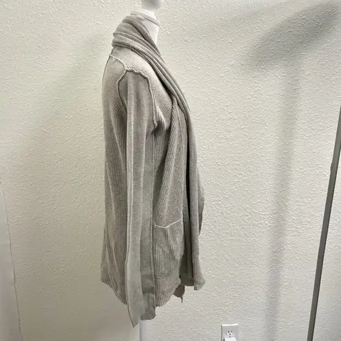 AllSaints Shawl Collar Exposed Seam Drape Cardigan Sweater Pockets Gray size 8