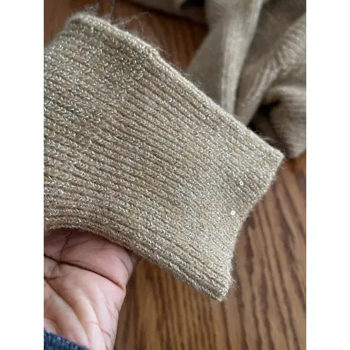 INC International Concepts Women's Sequined Long Button Up Cardigan Size L Tan Size L