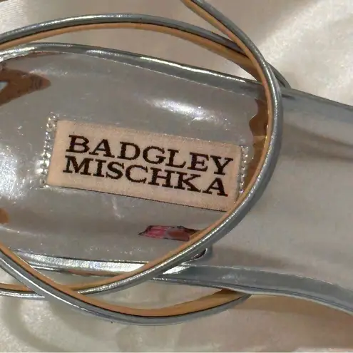 Badgley Mischka Callie Beaded Heel Sandal Bubble Heel Open Toe Metallic Size 9