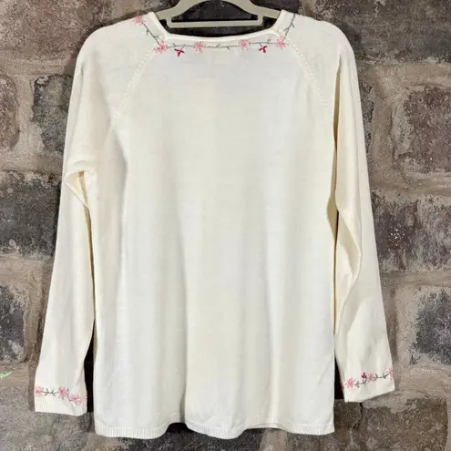 Stitches In Time Sweater Medium Floral Knit Cardigan Grannycore Cottagecore Pink