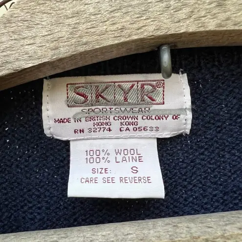 Vintage Skyr wool navy blue Art Deco geometric sweater