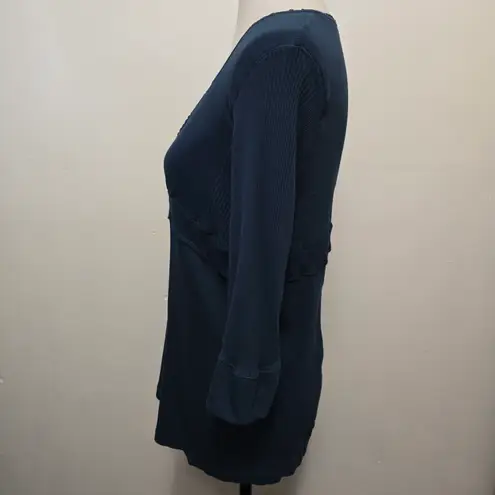 Illusion Y2K Blue Ribbed Knit Top Size 3X Clean Girl Retro Femme