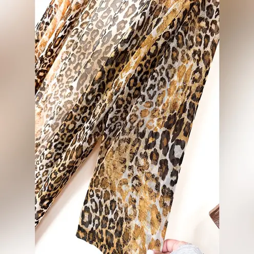 KIMONO LEOPARD PRINT, SHEER. Wrap, cardigan, cover up, over layer Yellow Size 1X