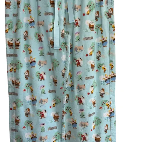 Disney  Store Snow White Seven Dwarfs Pajama Pants Blue Flannel Sleepwear Sz M