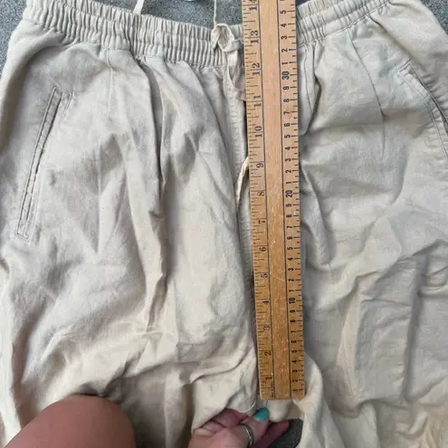 Hunt Club Vintage Linen Cotton Cream Beige Elastic Waist Casual Pants Slacks MED