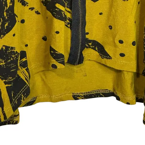 Chalet Et Ceci Zipper Front Olive Green Black Abstract Print Tunic Mock Neck XL