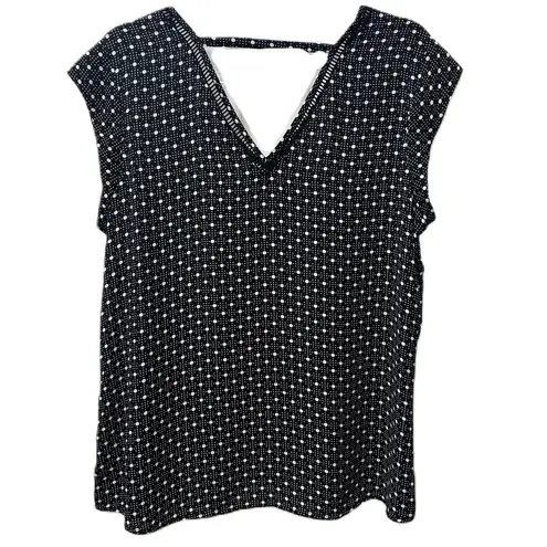 Daniel Rainn Nordstrom DR2 Black & White Polka Dot Sleeveless Blouse Size Large