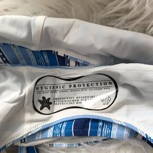 Lemlem Eshal High Waist Bikini Bottom Blue Striped Swimwear Size Small Stylish