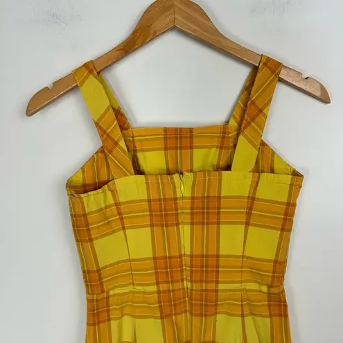 Y2K Plaid Sundress Sz XS Yellow Orange Preppy Clueless