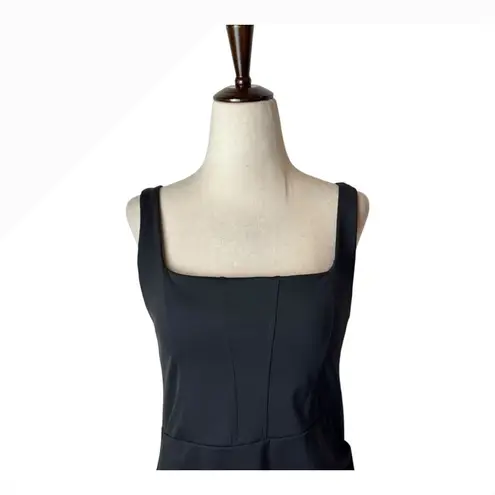 Halara Dress Women XL Black Softlyzero Airy Square Neck Corset Ruched Midi NWT