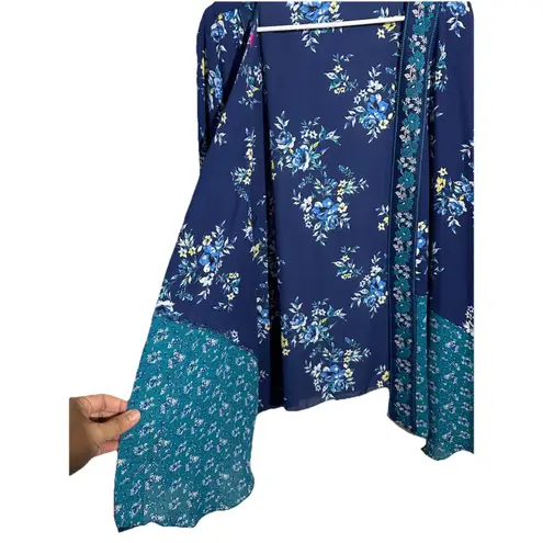 The Pioneer Woman Floral Open Front Sheer Kimono Duster Top XXL Blue Size 2X