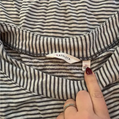 Athleta  Blue and White Striped Long Sleeve Top Size XL Coastal Casual Comfy