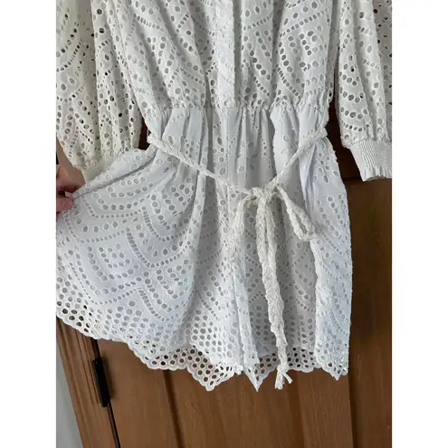 Misa Los Angeles The Joanna Cotton Eyelet Romper in White Women’s size Medium