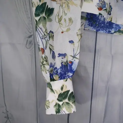 Rachel Rachel Roy sheer long sleeve Floral top Blue Size 12