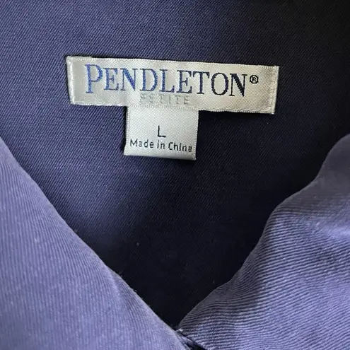 Pendleton Petites Women’s Size Large Jacket 100% Silk Tie Waist Full Zip Navy