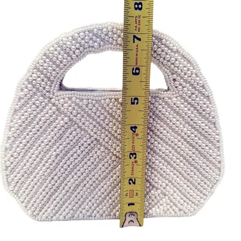 Sasha Satin & Pearl Embellished Purse Women's 7" x 9" White Feminine Coquette