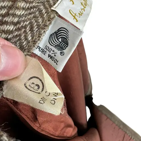 Ah! Austin Hill Brown Cream Chevron 100% Pure Wool Lined Midi Skirt USA Size 8