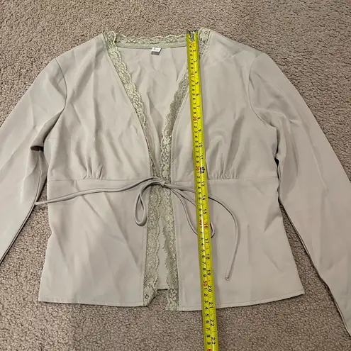 HEY BABE Trending Boho Vintage Cover Top w/Lace Trim, Vintage Cuff Tan