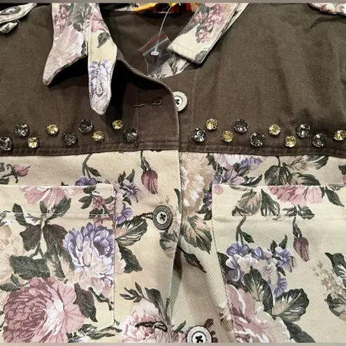 English Rose Floral Studded Jacket Size Small NWOT