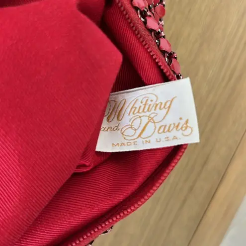 Whiting & Davis Vintage Whiting & David Red Mesh Crossbody Bag Gold Accents Sailboat Heart Charm