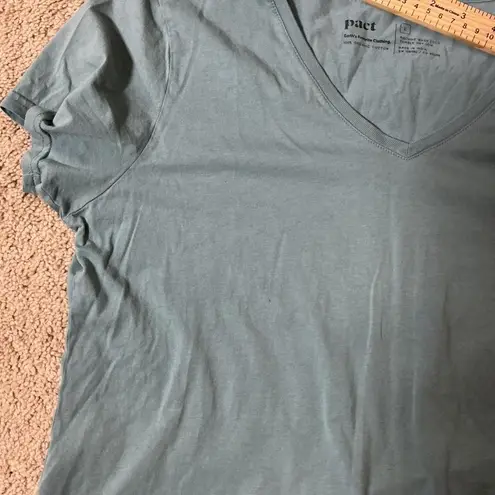 Pact V Neck T Shirt Light Blue Organic Cotton Casual Basic Top Size L