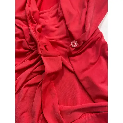 Lark & Ro Jersey Knit Ruched Wrap Dress Sz XL Girl Boss Wedding Bubblegum Pink