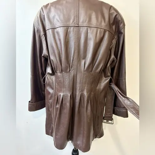Spiegel Vintage Together Genuine Leather Short Trench Coat Brown Size Medium