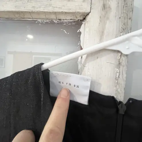 Akris Punto  Womens Gray Black Wool Flax V-Neck Sleeveless Sheath Dress 6 *Read