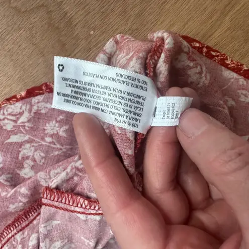 Mossimo Rust Floral Wrap Dress XL Ruffle Hem Fall Layering Short Sleeve Orange