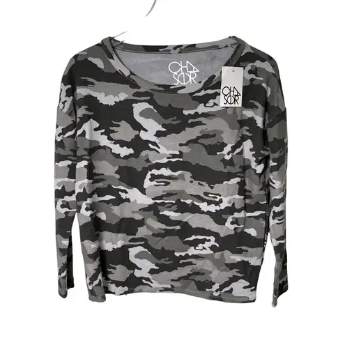 Chaser  Small Camo Cozy Pullover Sweatshirt Gray Small NWT