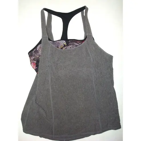 prAna NWT Womens Yoga Pilates Strappy Top Bra New Sway 2 in 1 M Gray Black White