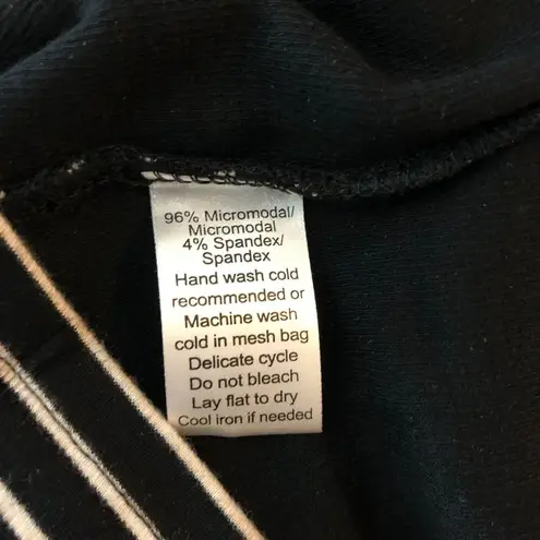 ATM Black Brown Combo Dip Dye Dress Long Sleeve Mock Neck Striped Ribbed M Size M