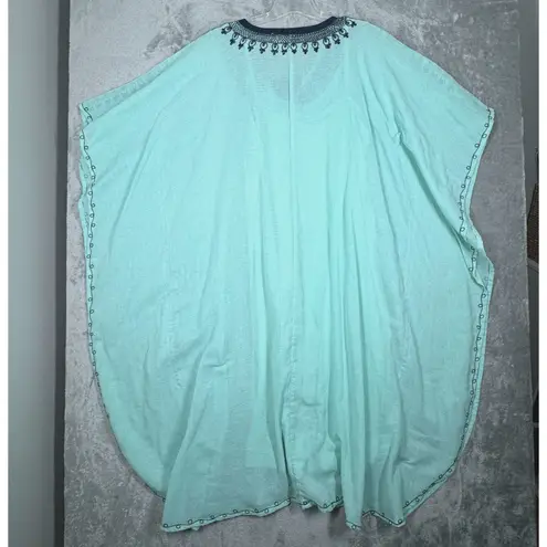 Soft Surroundings Caftan Women Large XL Green Embroidered Kaftan Bohemian Hippie