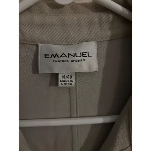 Emanuel Ungaro Beige Jacket Button Front Drawstring Waist Size 14 Tan
