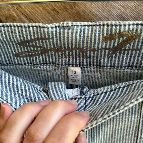 Seven7 jeans denim striped utility skirt size 12