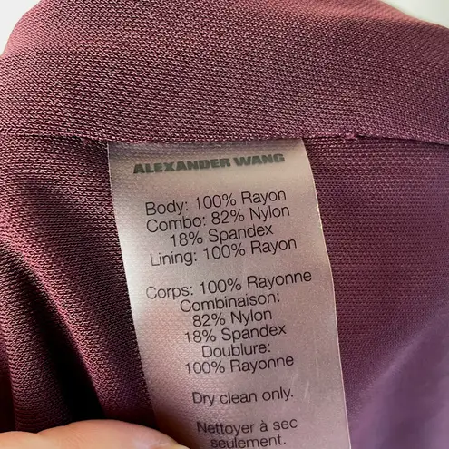 Alexander Wang T by women’s burgundy mesh inset fitted knit dress size small S