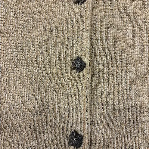 Equestrian Wolf Head Detail’s 90’s School Teacher Tan Knit Cardigan Size Medium